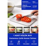 1 Adet Paslanmaz Çelik Küçük Boy Mutfak Kesme Tahtası Et Sebze Doğrama Tahtası Gümüş