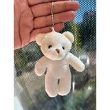 1 Adet Peluş Ayıcık Anahtarlık Çanta Süsü Çanta Charm - Beyaz - Bej