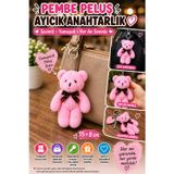 1 Adet Pembe Peluş Ayıcık Anahtarlık 15x8 cm Çanta Sırt Çantası Anahtar Aksesuarı Sevimli Fiyonklu!!