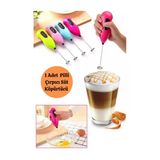 1 Adet Pilli Mini Mixer Kahve Süt Köpürtücü Karıştırıcı Çırpıcı Çelik Başlıklı