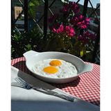 1 Adet Porselen Sahan Yumurta Sahanlığı Tatlı Tabağı 20 Cm-B - Beyaz