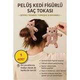 1 ADET - Sevimli Pelüş Kedi Figürlü Saç Tokası – Tatlı ve Eğlenceli Tasarım - 1 ADET
