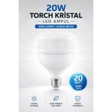 1 Adet Torch Kristal Led Ampul 20 Watt Yüksek Aydınlık Sunan Soğuk Beyaz Ampül 2000 Lümen Güçlü Işık