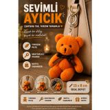 1 Adet Turuncu Peluş Ayıcık Anahtarlık 15x8 cm Çanta Sırt Çantası Anahtar Aksesuar Sevimli Fiyonk
