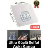 1 Adet Ultra Güçlü Şeffaf Suya Dayanıklı İz Bırakmaz Mutfak Banyo Raf Tablo Ayna Tutucu Askı Kanca