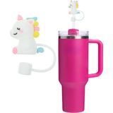 1 Adet Unicorn Figürlü 10mm Silikon Pipet Kapağı – Stanley Quencher Uyumlu Toz Geçirmez Pipet Tıpası