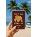 1 Adet Universal Bear Club Baskılı Pasaport Kılıfı Şeffaf Su Geçirmeyen Pvc Pasaport Koruma Kabı - Sarı