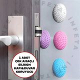 1 Adet Yapışkanlı Kapı Kolu Stoperi - Tamponu Duvar Koruyucu Silikon Tutucu Tampon1