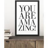 1 Adet You Are Amazing Yazılı Ahşap Siyah Çerçeve Görünümlü Mdf Tablo - 20 x 30 - Renkli