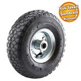 1 Adet Yük Arabası Taşıma Tekeri Siboplu Bilyeli Rulman Havalı Şambrel 260X85 Mm Çelik Jant Tekerlek
