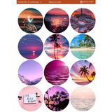 1 Adet Yuvarlak Gökyüzü ve Manzara Temalı 12*17 cm Sticker /scrapbook,bullet Journal,planlayıcı Için - roundskylandscape002