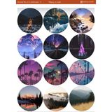 1 Adet Yuvarlak Gökyüzü ve Manzara Temalı 12*17 cm Sticker /scrapbook,bullet Journal,planlayıcı Için - roundskylandscape005