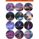 1 Adet Yuvarlak Gökyüzü ve Manzara Temalı 12*17 cm Sticker /scrapbook,bullet Journal,planlayıcı Için - roundskylandscape007