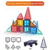 1 Araba Parçalı Mıknatıslı Manyetik Yapı Blokları 60 Parça Mag-na Tiles Eğitici Steam Oyun Seti