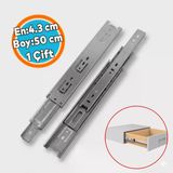 (1 Çift) Bilyalı Dolap Çekmece Rayı Metal En 4.3 Cm Uzunluk 50 Cm Gardrop Mutfak Dolabı