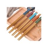 1 Çift Chopstick Yıkanabilir Desenli Bambu Yemek Sushi Çubuk
