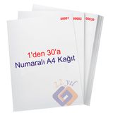 1 den 30 a Numaralı A4 Fotokopi Kağıdı