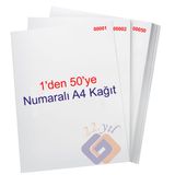 1 den 50 ye Numaralı A4 Fotokopi Kağıdı