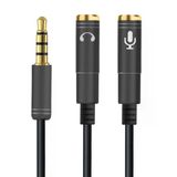 1 Erkek 2 Dişi 3.5 Mm Mikrofon Ayırıcı Çoklayıcı Aux Kablo (5047)