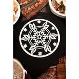 1 Fark Ahşap Kartanesi Yılbaşı Temalı Dekoratif Supla Servis Altlığı- 4 adet- Beyaz - 28 x 28 cm