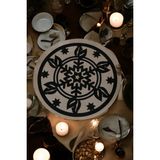 1 Fark Ahşap Kartanesi Yılbaşı Temalı Dekoratif Supla Servis Altlığı- 4 adet- Siyah - 28 x 28 cm