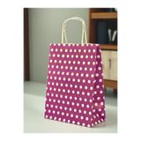 1.Kalite 18x8x24 Cm (1 Adet) Mor Renk Beyaz Benekli Kraft Kağıt Çanta,Hediye Poşeti,Hediye Paketi
