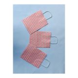 1.Kalite 18x8x24 Cm (3 Adet) Pembe Renk Beyaz Benekli Kraft Kağıt Çanta,Hediye Poşeti,Hediye Paketi