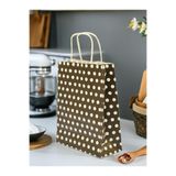 1.Kalite 18x8x24Cm 1 Adet Kahverengi Renk Beyaz Benekli Kraft Kağıt ÇantaHediye PoşetiHediye Paketi