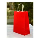 1.Kalite 18x8x24Cm 1’Li Kırmızı Renkli Kraft Kağıt Çanta Hediye Poşeti Hediye Paketi Kraft Çanta