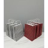 1.kalite 25X31 Cm(5 Adet)Siyah(5 Adet)Kırmızı Renkli Büyük Boy Ekose Kraft Kağıt Çanta,hediye Paketi - 10 Adet