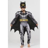 1.kalite 3 Parçalı Pelerin ve Maskeli, Kaslı Görünümlü Batman Erkek Çocuk Kostümü - 7 - 8 Yaş - Siyah