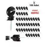 1. Kalite İzolatör Elektrikli Çit Teli İçin Vidalı 100 Adet-İzalatör Sıkma Aparatı Hediye