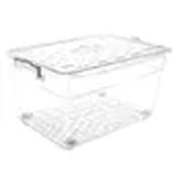 1. Kalite Şeffaf Plastik Büyük Boy 55 Litre Tekerlekli Saklama Kabı 55x35cm Yükseklik:32