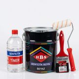 1 Kilogram Hbs Yağlı Sentetik Boya Parmak Rulo 250 Ml Sentetik Tiner 2 No Yağlı Boya Fırça Seti siyah