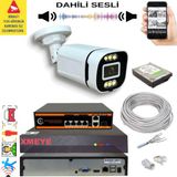 1 li Yapay Zeka Destekli 5 MP Görüntü POE Bağlantılı Sesli 6 Warm Led Gece Renkli IP Kamera Seti 4386WS