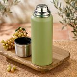 1 Litre Çift Katlı Çelik Termos-24 Saat Sıcak, 48 Saat Soğuk, Kamp, Piknik, Ofis, Seyahat Haki