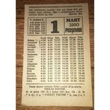 1 Mart 1990 Perşembe Fazilet Takvimi Yaprağı (Sahafiye Kitap)