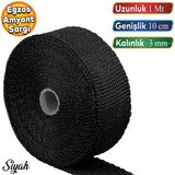 1 Metre 10 Cm Cam Elyaf Ekzoz Sargısı Manifold Sargı Bezi Yanmaz Bant Siyah Amyant 3 Mm (Kalınlık)