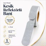 (1 Metre) 5 Cm Tüvtürk Onaylı Reflektörlü Bant Beyaz Kesikli Reflektif Fosforlu Şerit İkaz Bandı