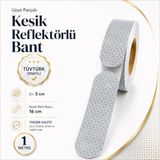 (1 Metre) 5 Cm Tüvtürk Onaylı Reflektörlü Bant Beyaz Kesikli Reflektif Fosforlu Şerit İkaz Bandı