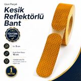 (1 Metre) 5 Cm Tüvtürk Onaylı Reflektörlü Bant Sarı Kesikli Reflektif Fosforlu Şerit İkaz Bandı