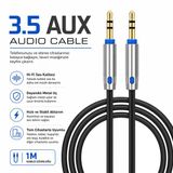 1 Metre Aux Kablo 3.5Mm Stereo Ses Kablosu Güçlü Ve Net Ses Aktarımı