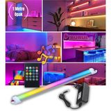 1 Metre Opak 8 Renk Kumandalı Sese Duyarlı Renk Değiştiren Rgb Çubuk Şerit LED Işık SB-6541 - Çok Renkli