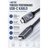 1 Metre Thunderbolt 5 Usb-C Data Kablosu Ent 120Gbps Veri Aktarımı, Pd 3.1 240W Hızlı Şarj