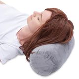 1 MIDDLE ONE Çıkarılabilir Kadife Kapaklı Yuvarlak Silindir Yastık Yastığı, Baş, Boyun, Sırt ve Bacak Desteği için Tüp Rulo Servikal Yastık, 33 cm x 15 cm, Gri