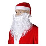 1 Noel Baba Şapka-1 Sakal Set:kırmızı Yılbaşı Şapkası Uzun Beyaz