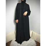 1 Parça Şifonlu Tesettür Abiye - Siyah - 4XL