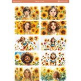 1 Sayfa Çiçek Açan Kızlar Temalı 12*17 cm Sticker /scrapbook, Bullet Journal, Planlayıcı, Defter - bloomgrl003