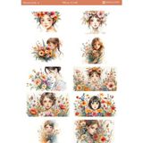 1 Sayfa Çiçek Açan Kızlar Temalı 12*17 cm Sticker /scrapbook, Bullet Journal, Planlayıcı, Defter - bloomgrl006