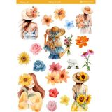 1 Sayfa Çiçek Temalı 12*17 cm Sticker /scrapbook, Bullet Journal, Planlayıcı, Defter - flwr0030